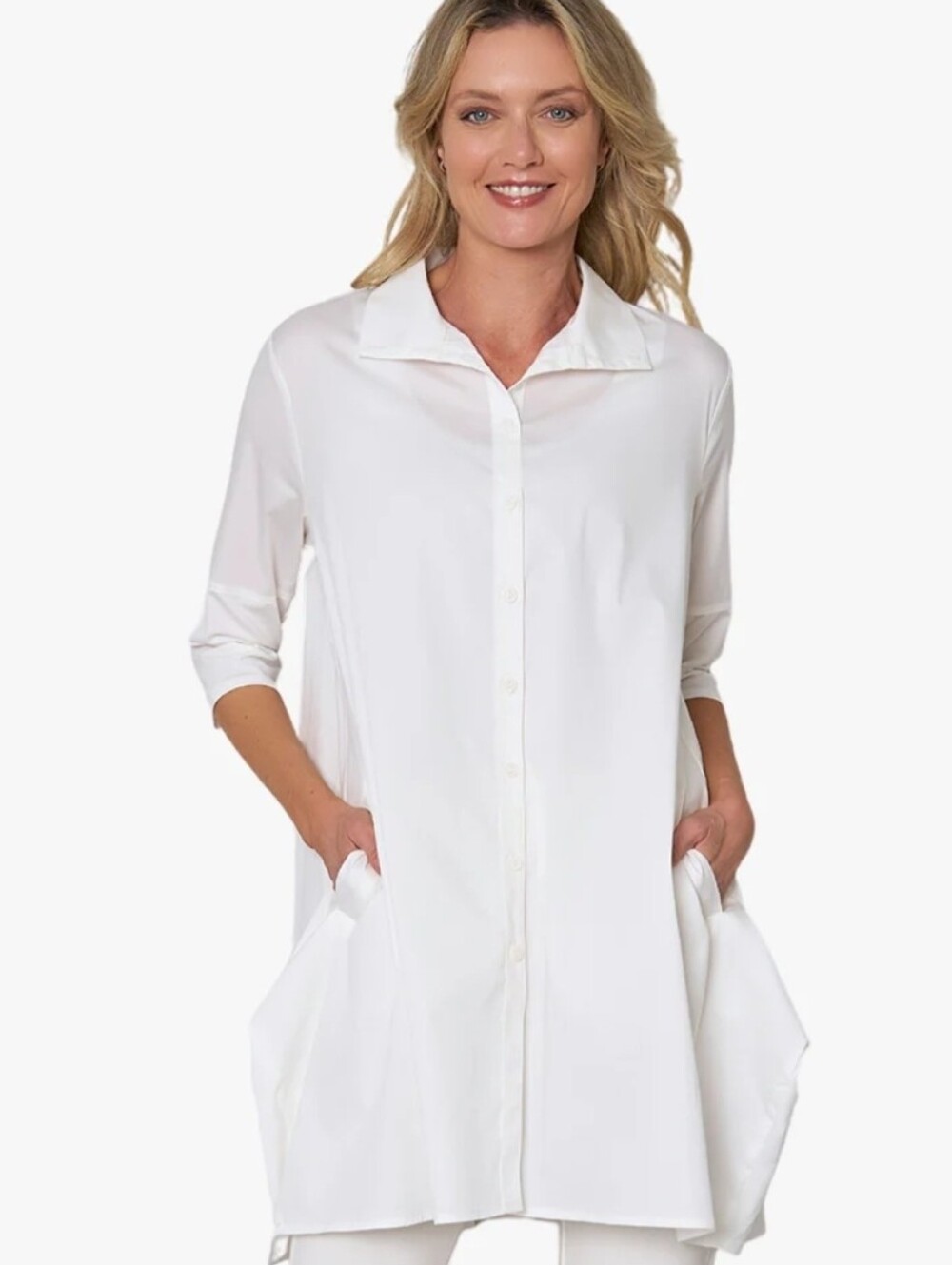 Stella Carakasi Tiburon Tunic Icon White Button-Front Shirt